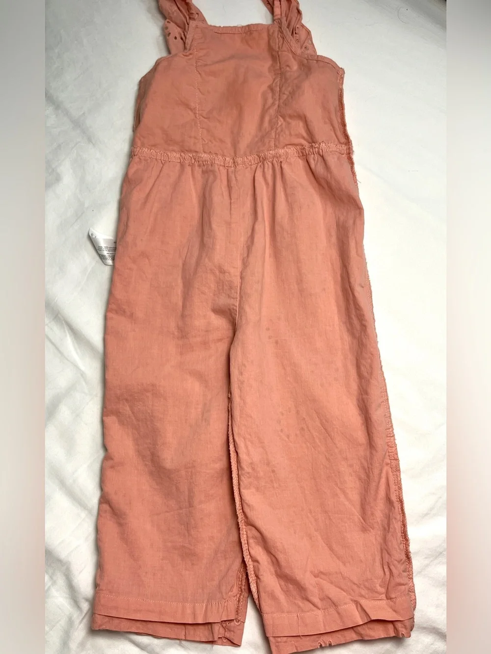 Carter’s Girls 4T Pink Eyelet Ruffle Jumpsuit Romper Wide Leg Lined Cotton